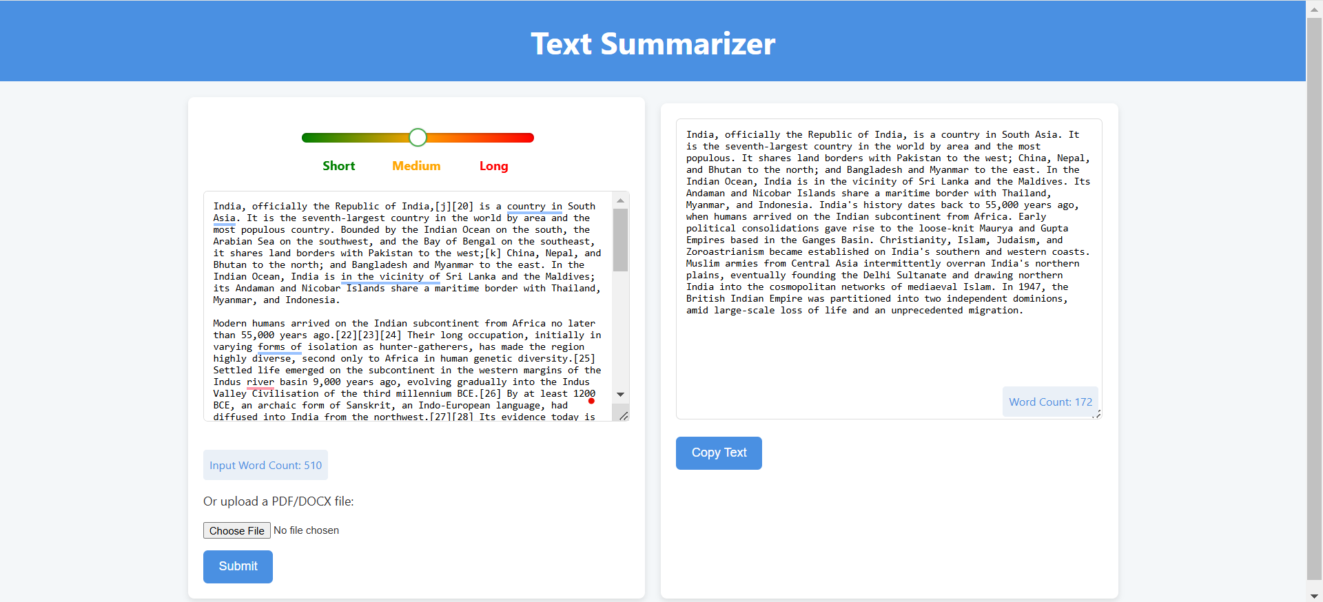 text-Summerization Web App